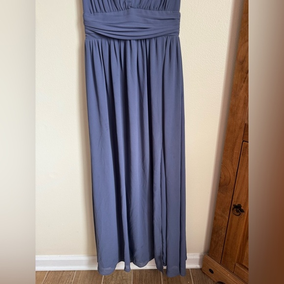 Lulus Maxi Dress Size XXS V-Neck Chiffon Gown Dusty Blue Gray Wedding Bridesmaid - Picture 5 of 16